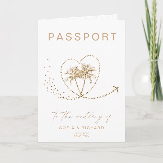 Destination Wedding  Passport World Map QR Code Invitation (Front)