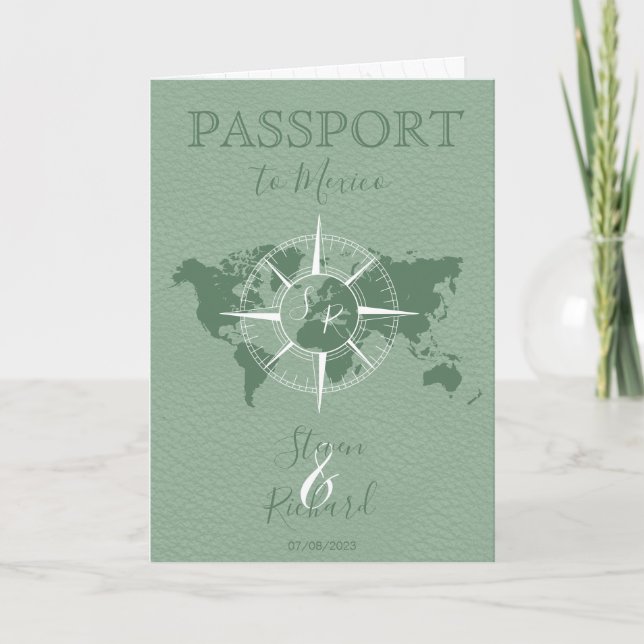 Destination Wedding Passport World Map Two Grooms Invitation (Front)