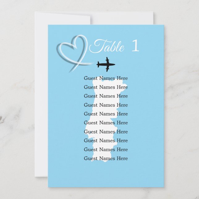 Destination Wedding Portugal Map Table Plan Card (Front)
