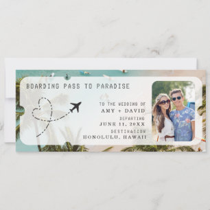 Destination Wedding QR Code Photo Boarding Pass Invitation