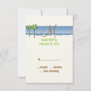 Destination Wedding RSVP Cards Monogram Palm Tree