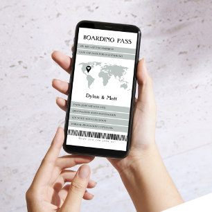 Destination Wedding Sage Electronic Boarding Pass Save The Date