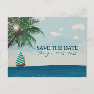 Destination wedding save the date announcement postcard
