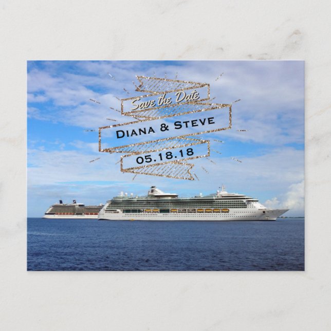 Destination Wedding Save the Date | Cruise Ships Announcement Postcard (Front)