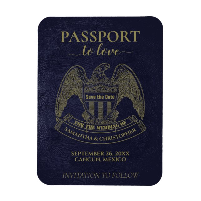 Destination Wedding Save the Date Cute Passport Magnet (Vertical)