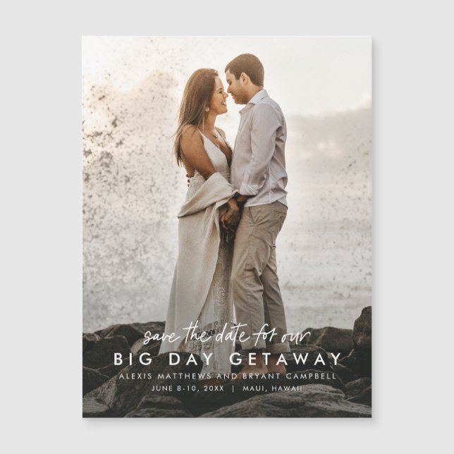 Destination wedding save the date magnetic card (Front)