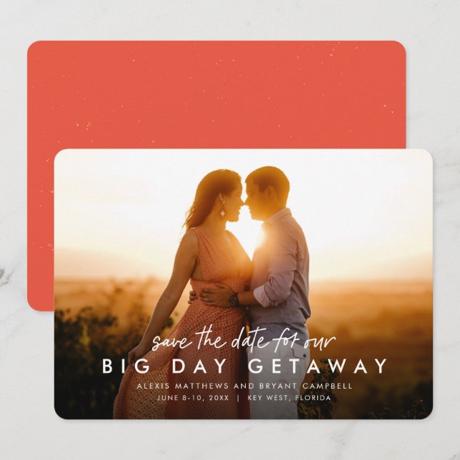 Destination wedding save the date photo card (Front/Back)