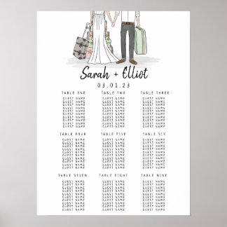 Destination Wedding Suitcase Table Plan Poster
