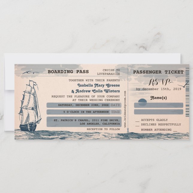 Destination Wedding Ticket Invitation (Front)