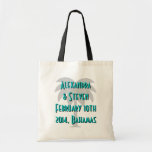 Destination wedding tote bags | palm tree design<br><div class="desc">Destination wedding tote bags | palm tree design. Personalised with name of bride and groom,  marriage date and location. Perfect for tropical beach wedding in the caribbean. Cute wedding favour / gift idea for your guests. Turquoise blue / sea green and black.</div>