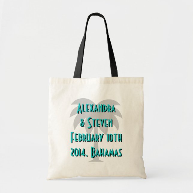 Destination wedding tote bags | palm tree design (Front)