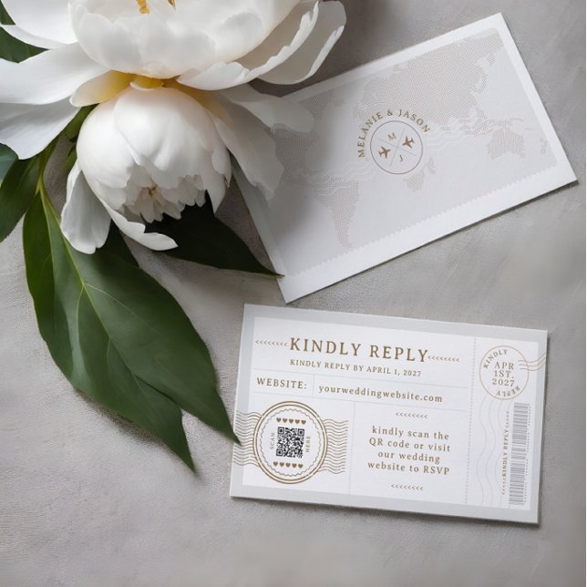 Destination Wedding Travel Theme QR Code  RSVP Enclosure Card (Destination Wedding Travel Theme QR Code RSVP Enclosure Card)