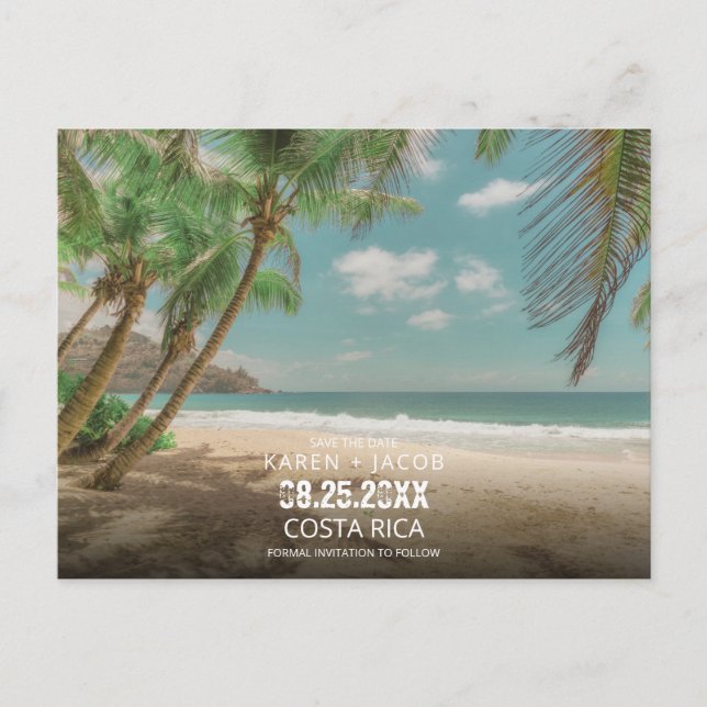 Destination Wedding Tropical Beach Save the Date  Announcement Postcard (Front)
