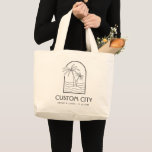 Destination Wedding Welcome Large Tote Bag<br><div class="desc">Welcome your destination wedding guests with these custom Wedding Welcome Bags! Embrace the sunny spirit of your beach wedding destination with this classic tote featuring a palm tree line sketch design. Customise it with the name and location of your wedding. Give your guests a stylish gift to be used long...</div>