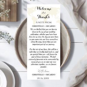 Destination wedding Welcome & Thank you Table Card