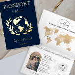 Destination Wedding World Globe Passport Modern Fo Foil Greeting Card<br><div class="desc">This beautiful modern wedding invitation is designed to look like a passport, with a gold foil globe and crown on the front page. The passport-inspired design is perfect for a destination wedding, a tropical beach wedding or an adventure-themed wedding. This invitation is perfect for couples who want to give their...</div>