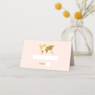 Destination Wedding World Passport Blush Pink Gold Place Card