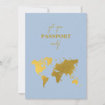 Destination Wedding World Passport Dusty Blue Gold