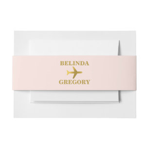 Destination Wedding World Passport Pink Gold Invitation Belly Band