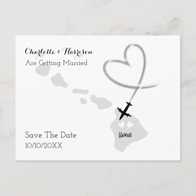 Destination Weddings Hawaii Save The Date Announcement Postcard (Front)