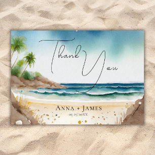 Destination Weeding Summer Beach Watercolor Thank You Card