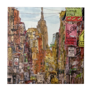 Destinations   New York City View of Little Italy Ceramic Tile