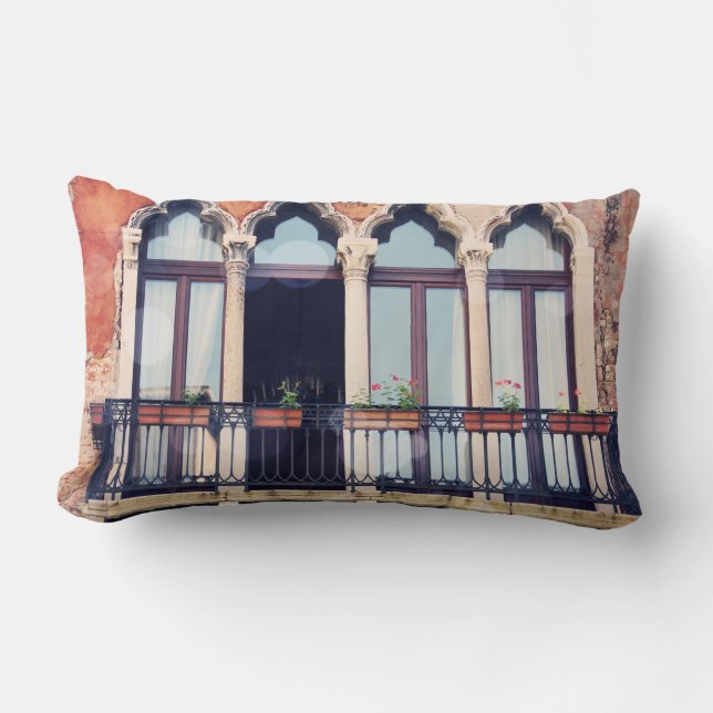 Destinations | Rustic Venice Building Lumbar Cushion (Front)