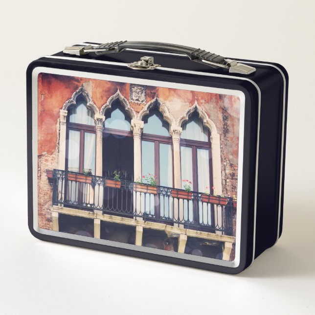 Destinations | Rustic Venice Building Metal Lunch Box (Front)