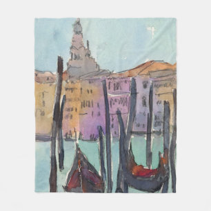 Destinations Two Gondolas in Venice Sketch Fleece Blanket