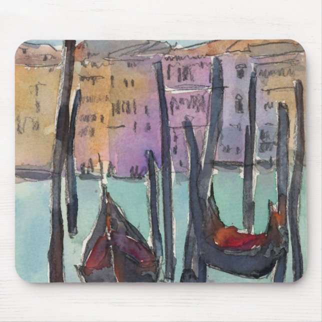 Destinations | Two Gondolas in Venice Sketch Mouse Pad (Front)