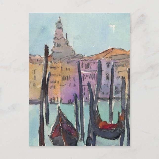 Destinations | Two Gondolas in Venice Sketch Postcard (Front)