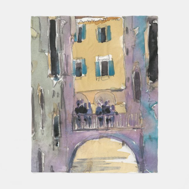 Destinations | Venice Canal Bridge View Fleece Blanket (Front)