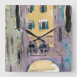 Destinations Venice Canal Bridge View Square Wall Clock