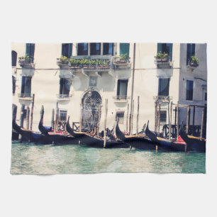 Destinations Venice Waterfront Photograph Tea Towel