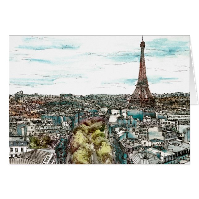 Destinations | Vintage Eiffel Tower in Paris View (Front Horizontal)
