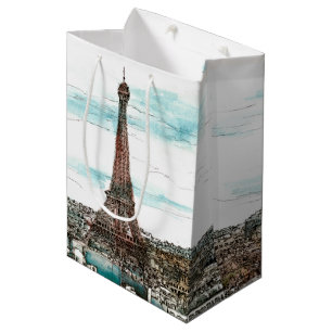 Destinations Vintage Eiffel Tower in Paris View Medium Gift Bag