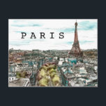 Destinations | Vintage Eiffel Tower in Paris View Postcard<br><div class="desc">Afternoon has broken and you are transpired in a beautiful day in Paris. The watercolor gives us a fresh outlook at the booming capital of France. The fantastic artwork was painted by the one and only Melissa Wang. She allows us to see Paris through her eyes. With the Eiffel Tower...</div>