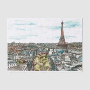 Destinations Vintage Eiffel Tower in Paris View Tissue Paper