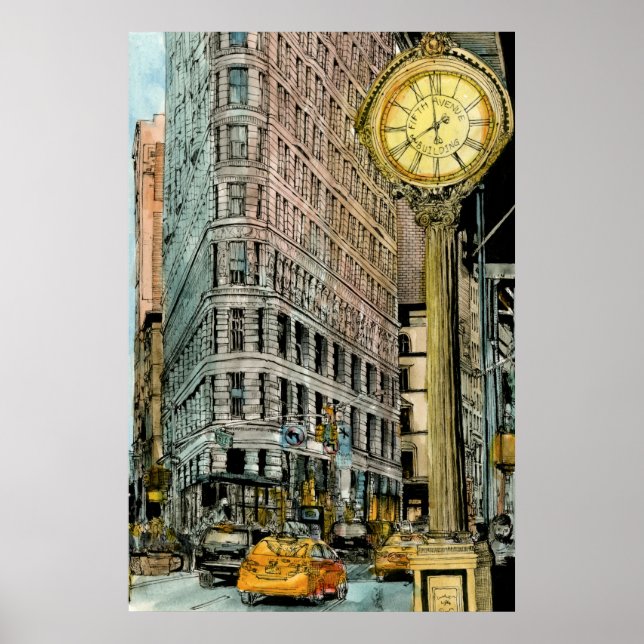 Destinations | Vintage Fifth Avenue Clock Poster (Front)