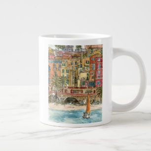 Destinations   Watercolor Beach & Buildings Large Coffee Mug