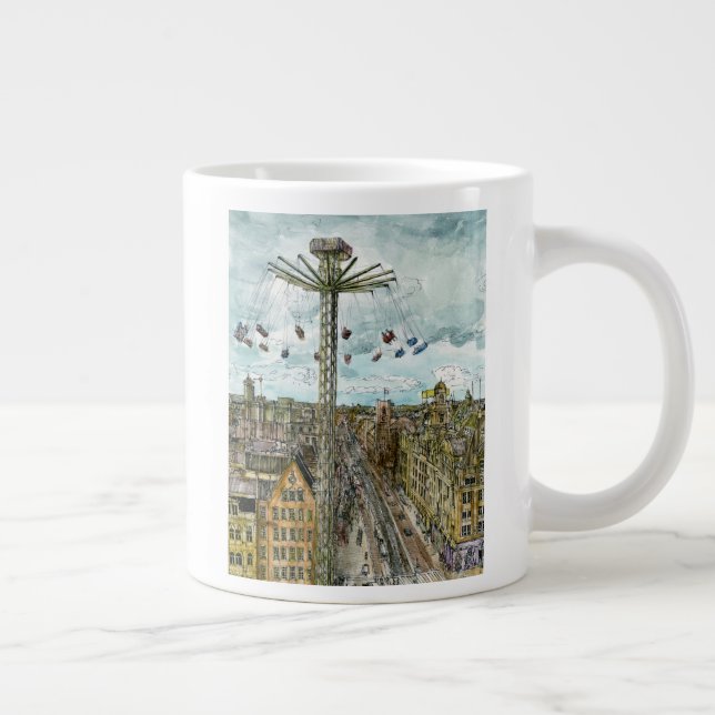 Destinations | Watercolor European Swing Ride Large Coffee Mug (Right)