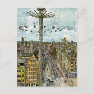 Destinations   Watercolor European Swing Ride Postcard