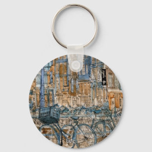 Destinations   Watercolor New York City View Key Ring