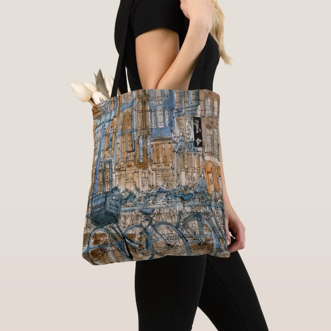 Destinations | Watercolor New York City View Tote Bag (Close Up)