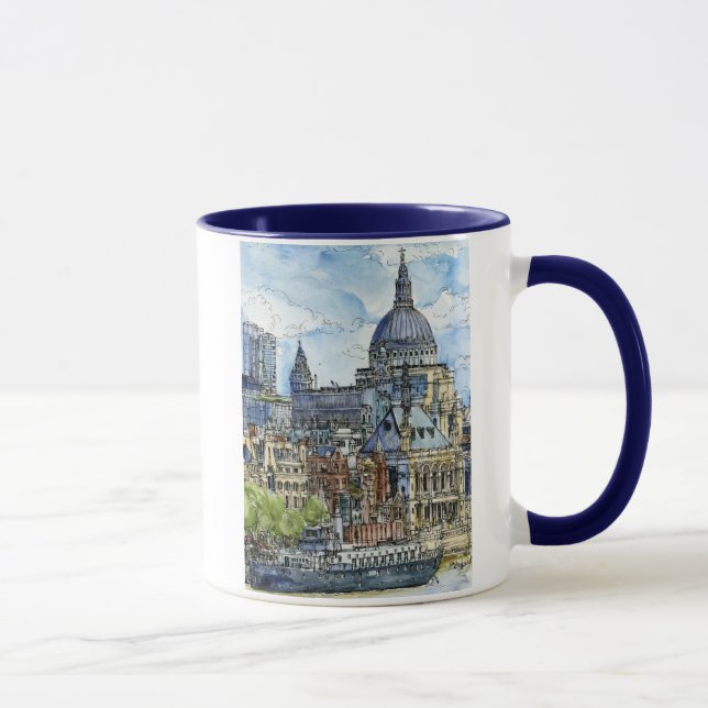 Destinations | Watercolor River Thames Waterfront Mug (Right)