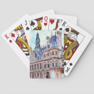 Destinations   Watercolor Rustic Hotel de Ville Playing Cards