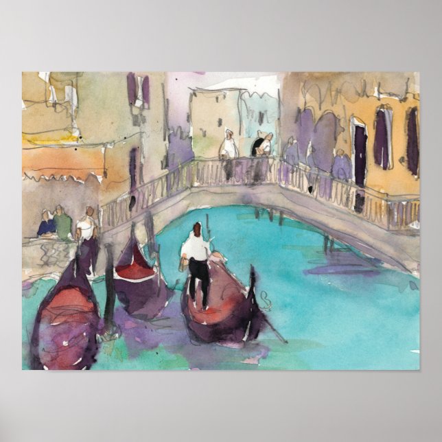 Destinations | Watercolor Venice Gondola Ride Poster (Front)