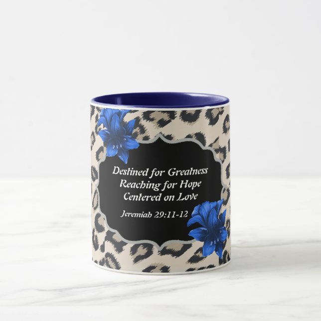 Destined for Greatness Animal Print Floral Mug (Center)