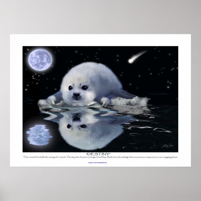 "Destiny" ~ HARP SEAL & MOON Art Poster (Front)
