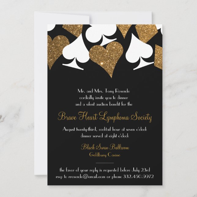 Destiny Las Vegas Casino Party Faux Gold Glitter Invitation (Front)